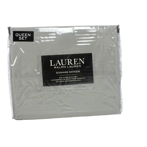Ralph Lauren 4 Pc Queen Sheet Set Dunham Sateen 100% Cotton Dove Gray - Picture 1 of 6